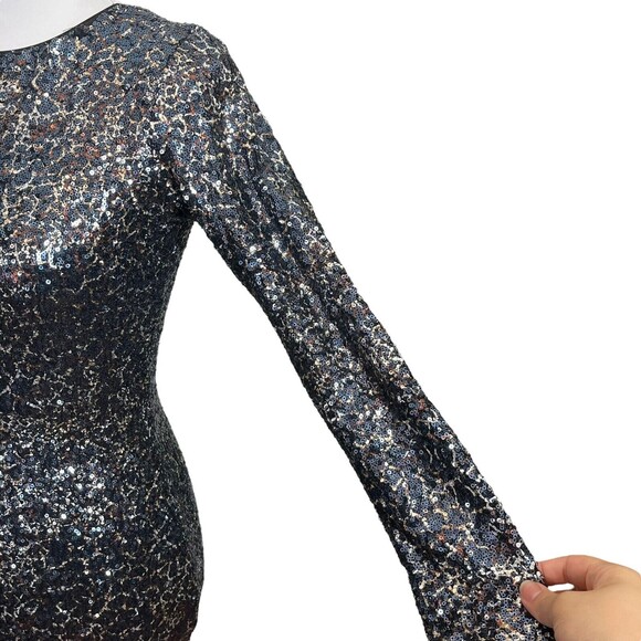 Dress the Population Lola Bodycon Dress Long Sleeve Sequin Mini Women’s Size S - Picture 6 of 9